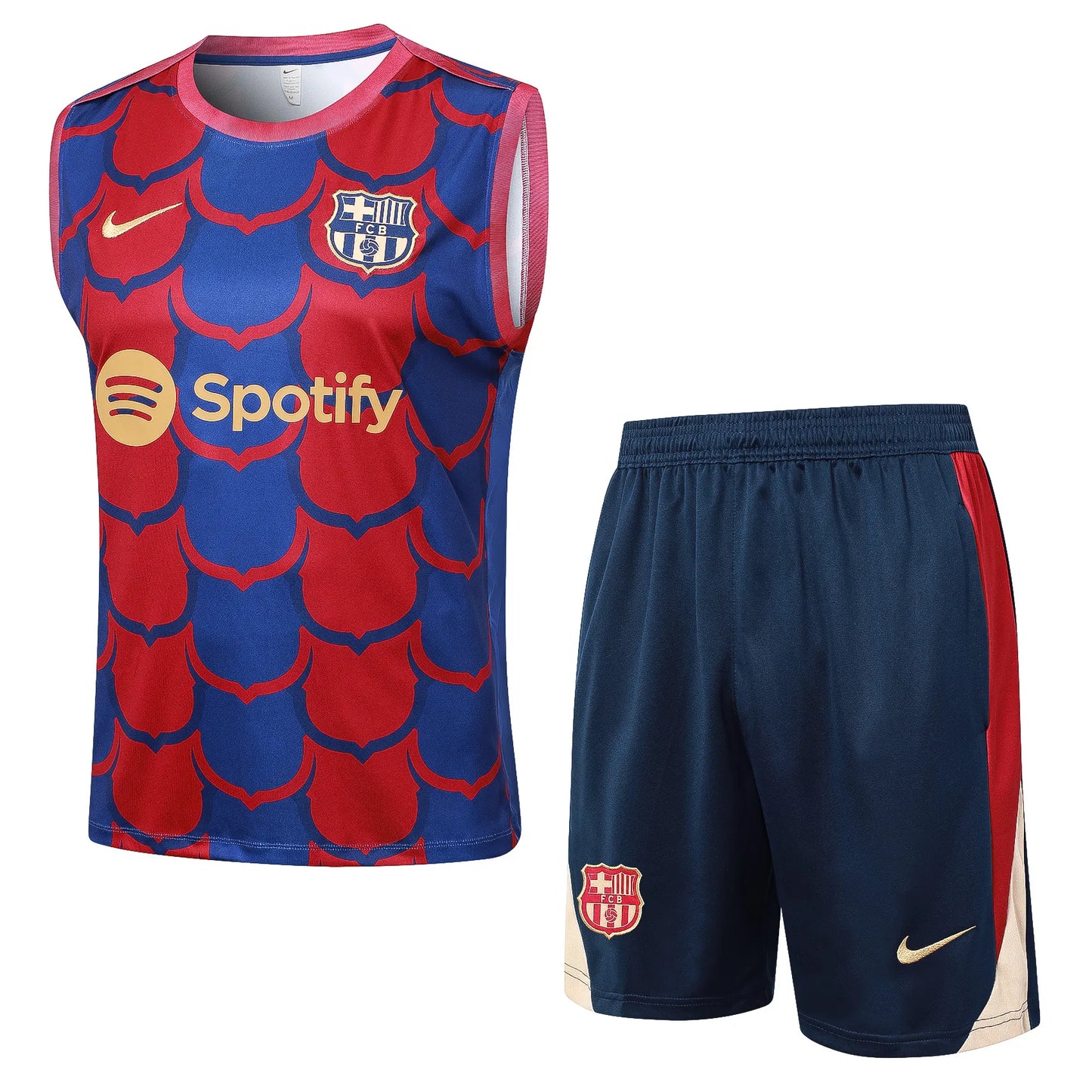Conjunto Barcelona Treino Regata 24/25 Azul Vermelho