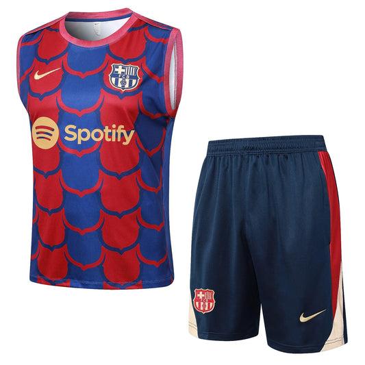 Conjunto Barcelona Treino Regata 24/25 Azul Vermelho
