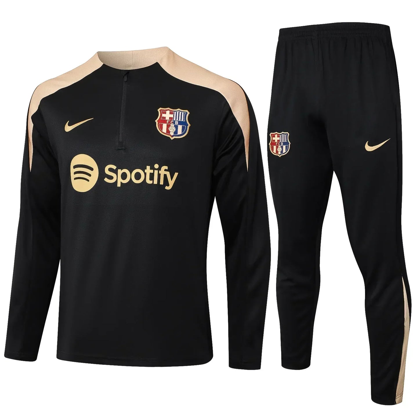 Conjunto Agasalho Barcelona 24/25 Preto e Bege