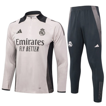 Conjunto Agasalho Real Madrid 24/25 Cinza Claro