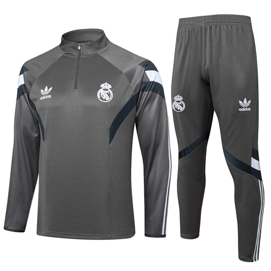 Conjunto Agasalho Real Madrid 24/25 Cinza Escuro
