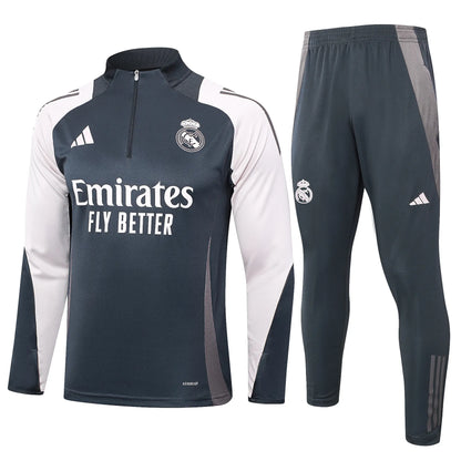 Conjunto Agasalho Real Madrid 24/25 Cinza e Branco