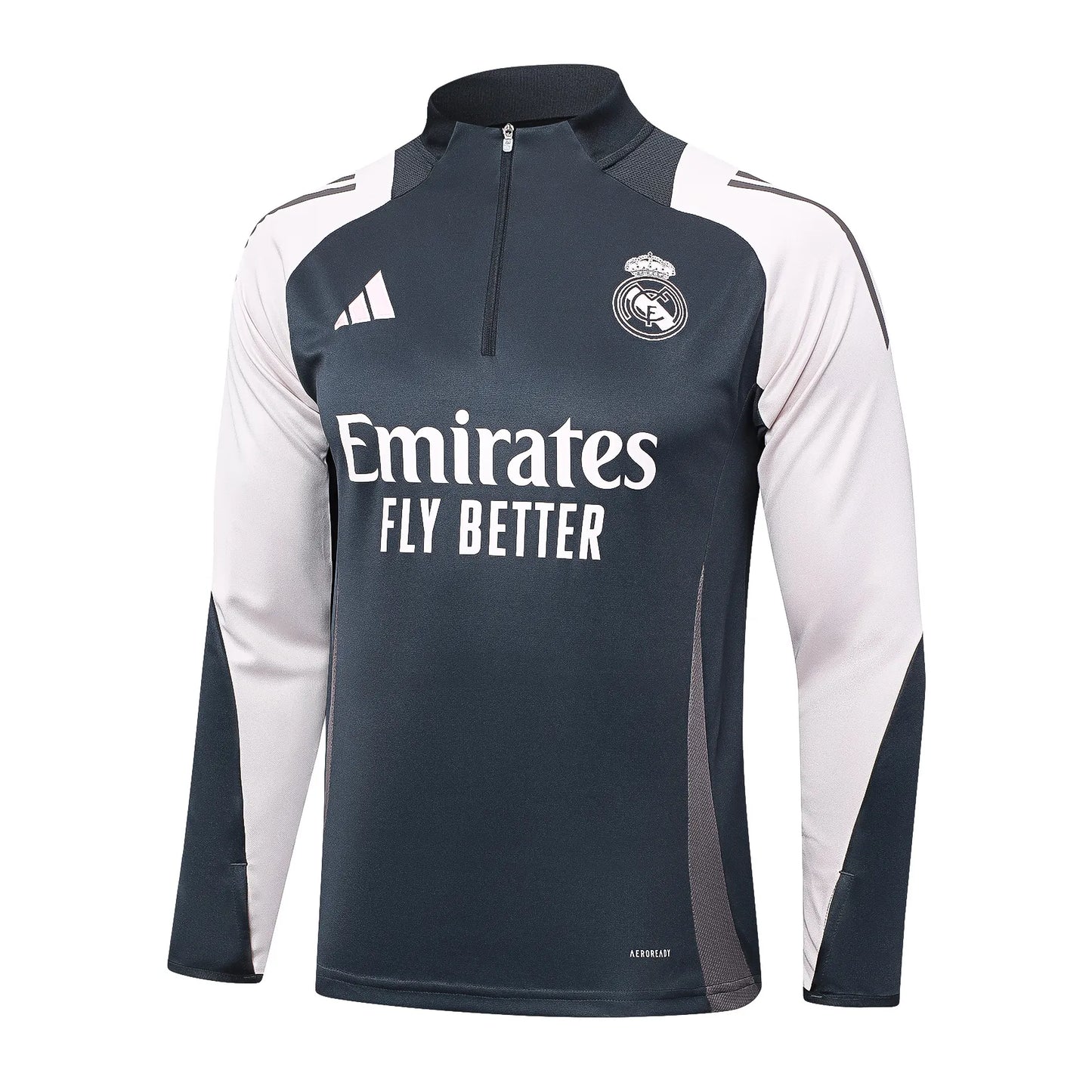 Conjunto Agasalho Real Madrid 24/25 Cinza e Branco