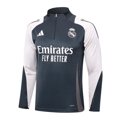 Conjunto Agasalho Real Madrid 24/25 Cinza e Branco