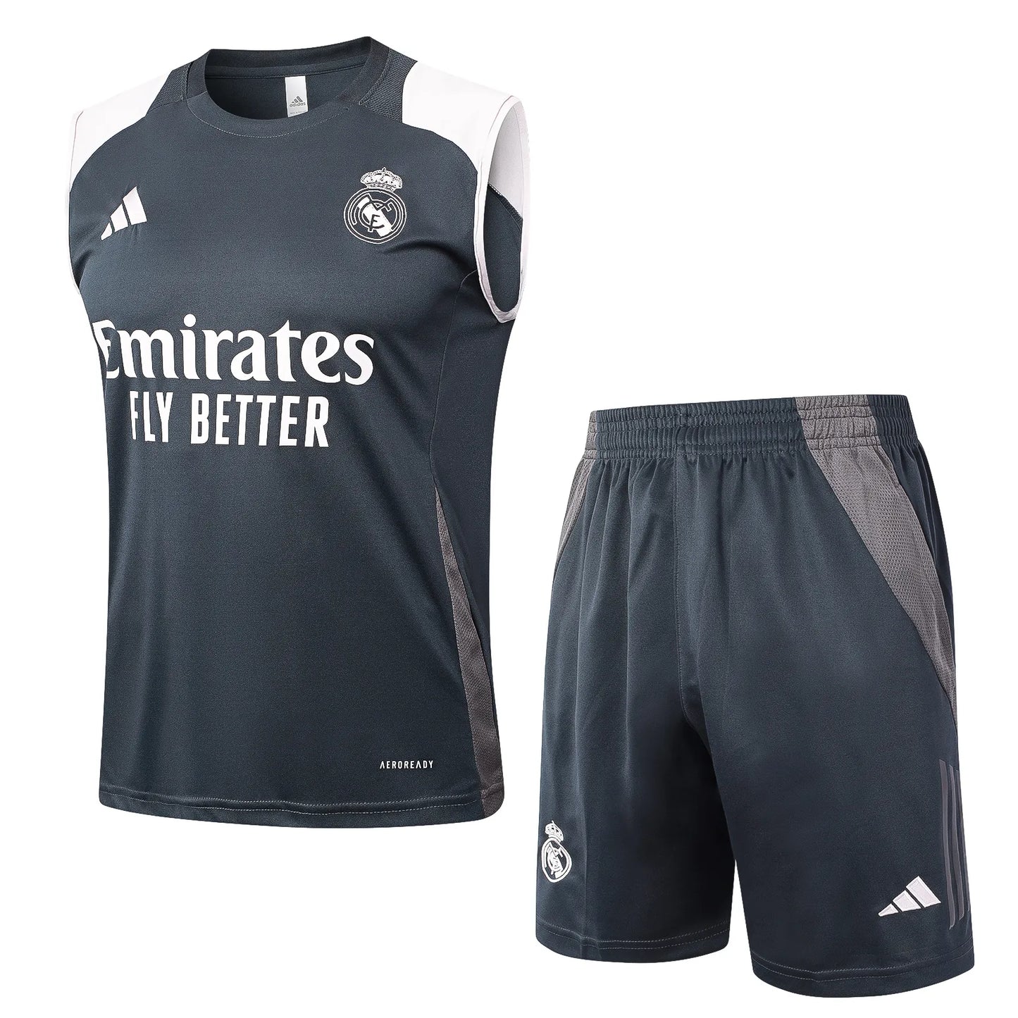 Conjunto Real Madrid Treino Regata 24/25 Cinza Liso