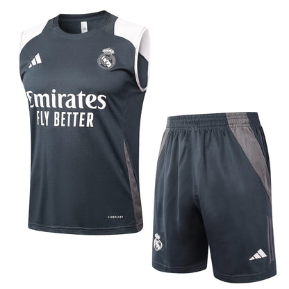 Conjunto Real Madrid Treino Regata 24/25 Cinza Liso