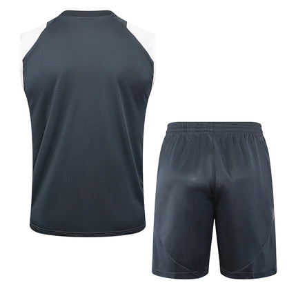 Conjunto Real Madrid Treino Regata 24/25 Cinza Liso