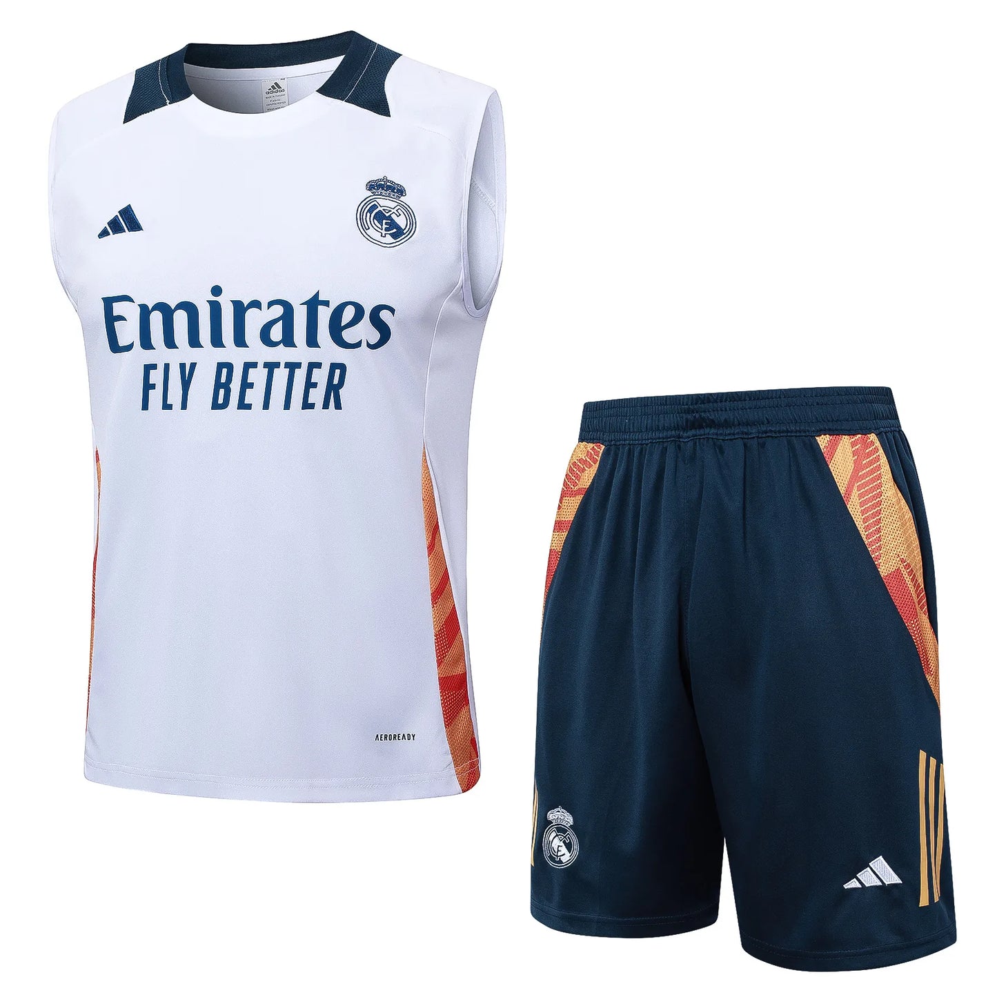 Conjunto Real Madrid Treino Regata 24/25 Branco Liso