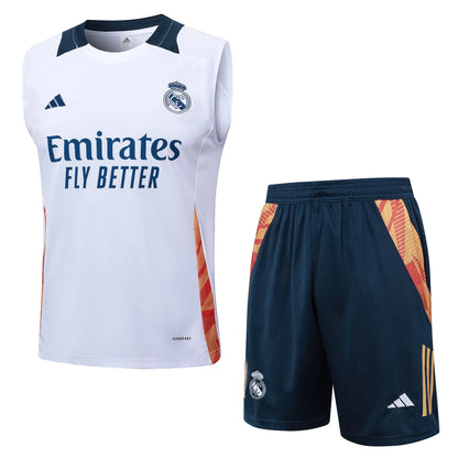Conjunto Real Madrid Treino Regata 24/25 Branco Liso
